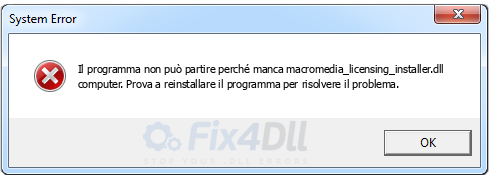 macromedia_licensing_installer.dll mancante