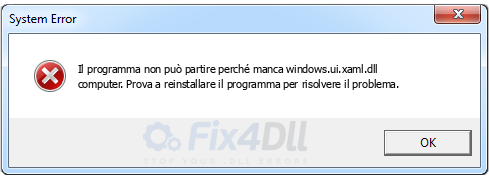 windows.ui.xaml.dll mancante